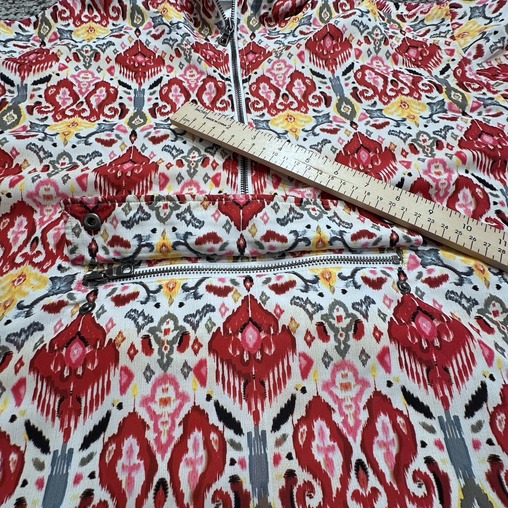 Alice + Olivia Anorak Half-Zip Hoodie Vntg Malibu Print Boho Sz Lg See Descript - Picture 10 of 11